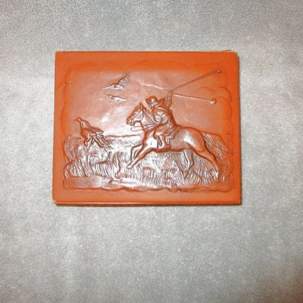 Vtg Cuervo Tooled Leather Covered Wood Box 3D Horse Equestrian Argentina Cigar